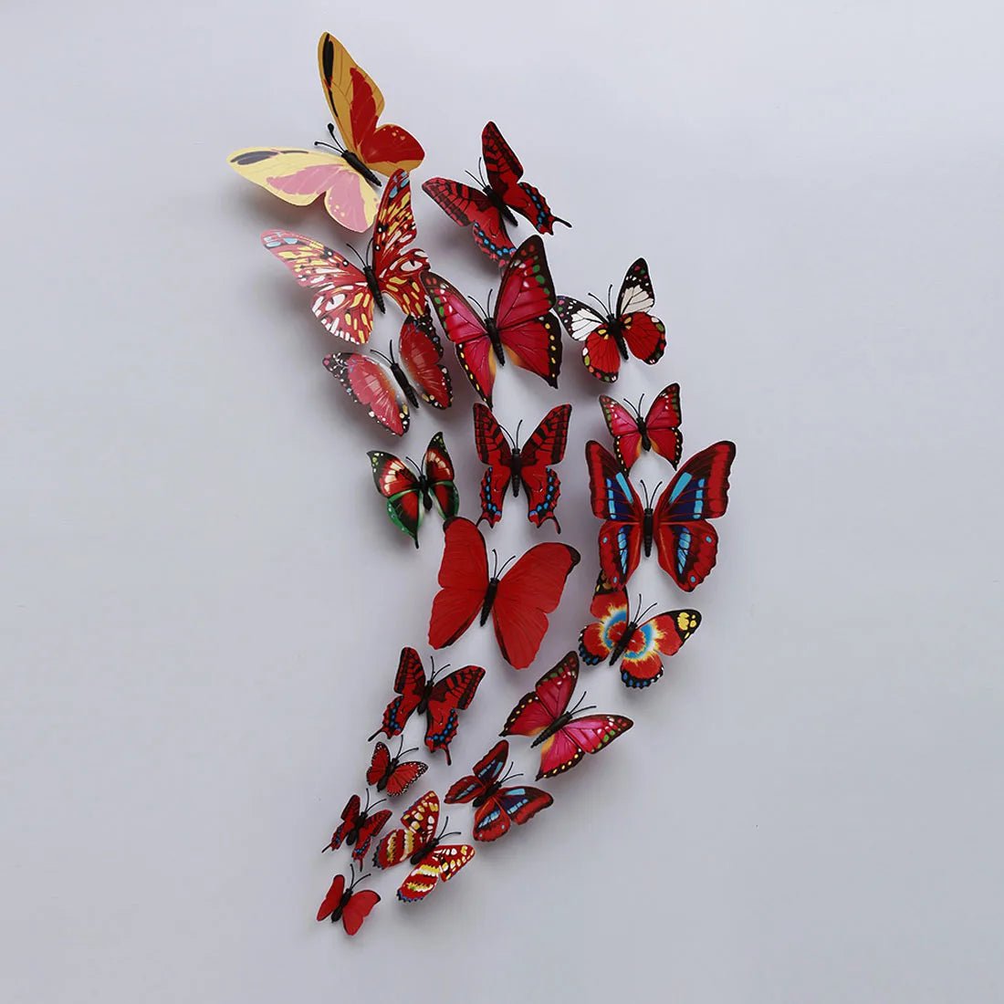 Storazone red series 12Pcs 3D Butterfly Wall Stickers PVC Self Adhesive Wallpaper Colorful Butterfly Wall Sticker Living Room Window Decal Home Decor