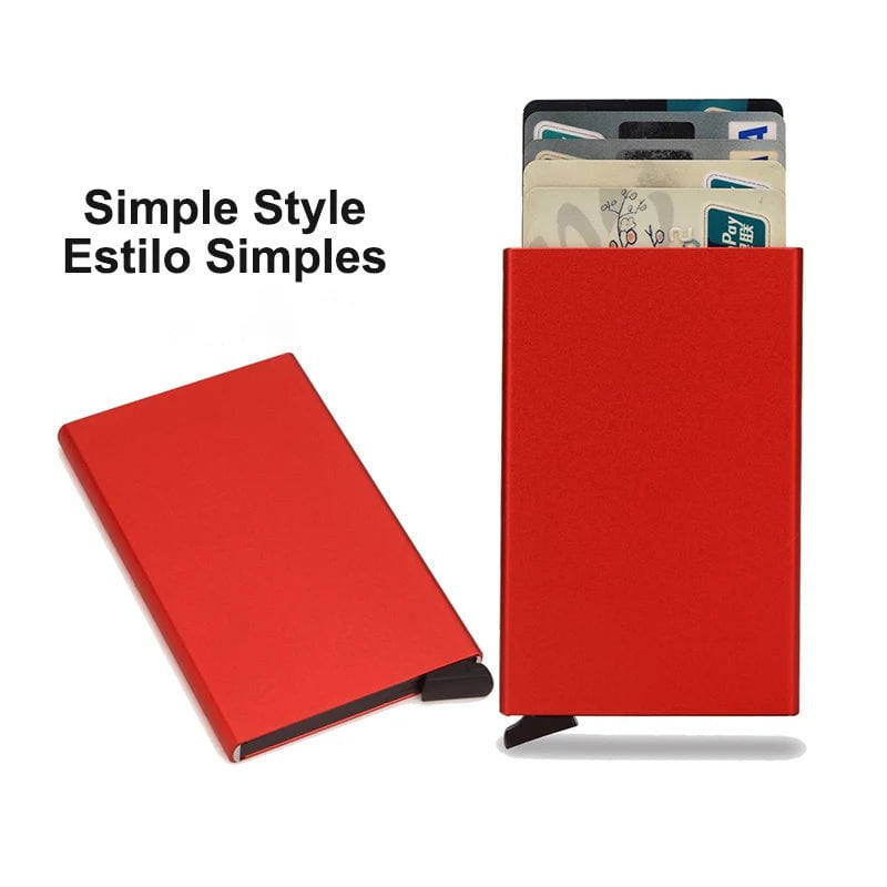 Storazone Red (Simple) Rfid Credit Card Holder Men Wallets Bank Cardholder Case Small Leather Slim Thin Magic Mini Wallet Smart Minimalist Wallet  2023