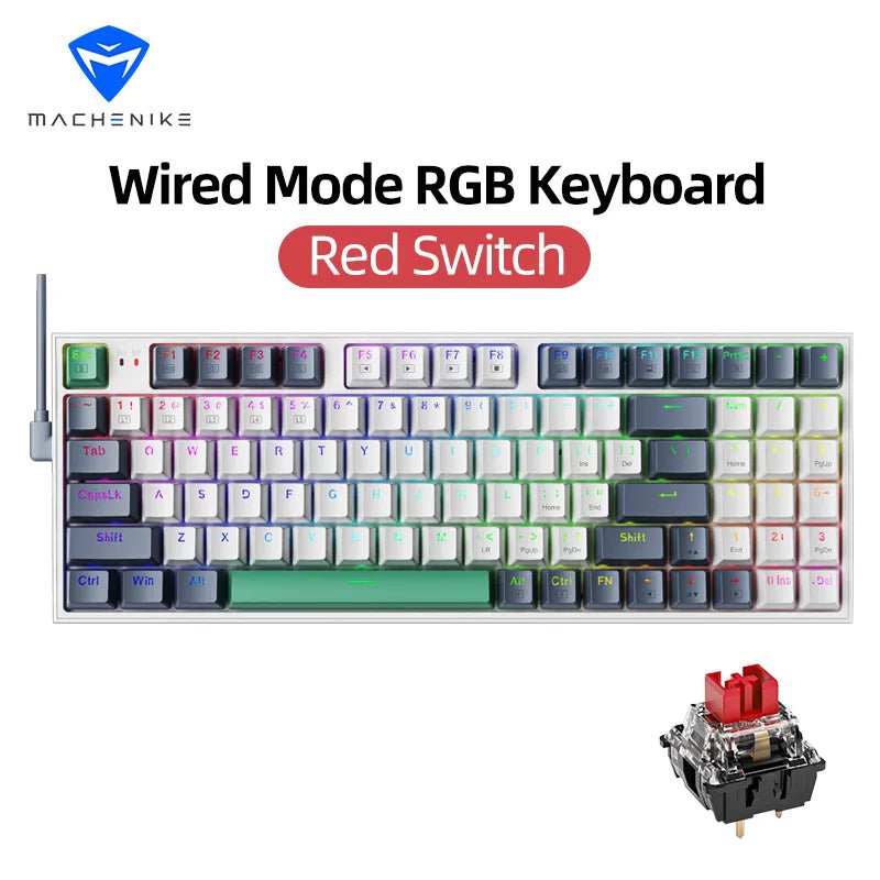 Storazone Red Switch Machenike K500 Mechanical Keyboard Gaming Keyboard Wired Keyboard Hot Swappable 94 Keys RGB Light Mac Windows