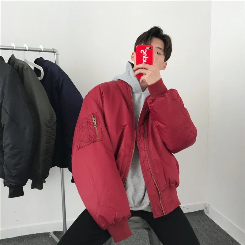 Storazone Red Thick / XXS Military tactical Male Army MA-1 Flight Bomber Jacket Baseball Varsity College Pilot Air Force Waterproof Winter Coat For Men