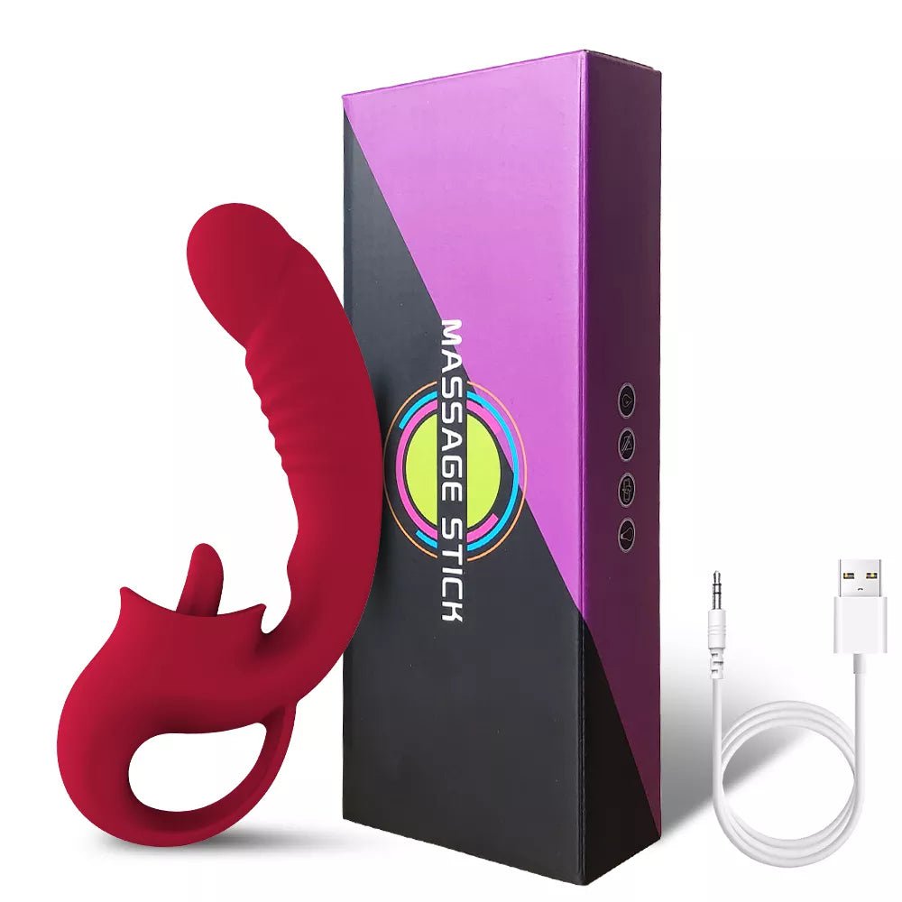 Storazone Red with Box / CHINA Clitoral Licking G Spot Vibrator Realistic Dildo Clitoralis Stimulator for Women with 10 Licking Vibrating Modes Rechargeable