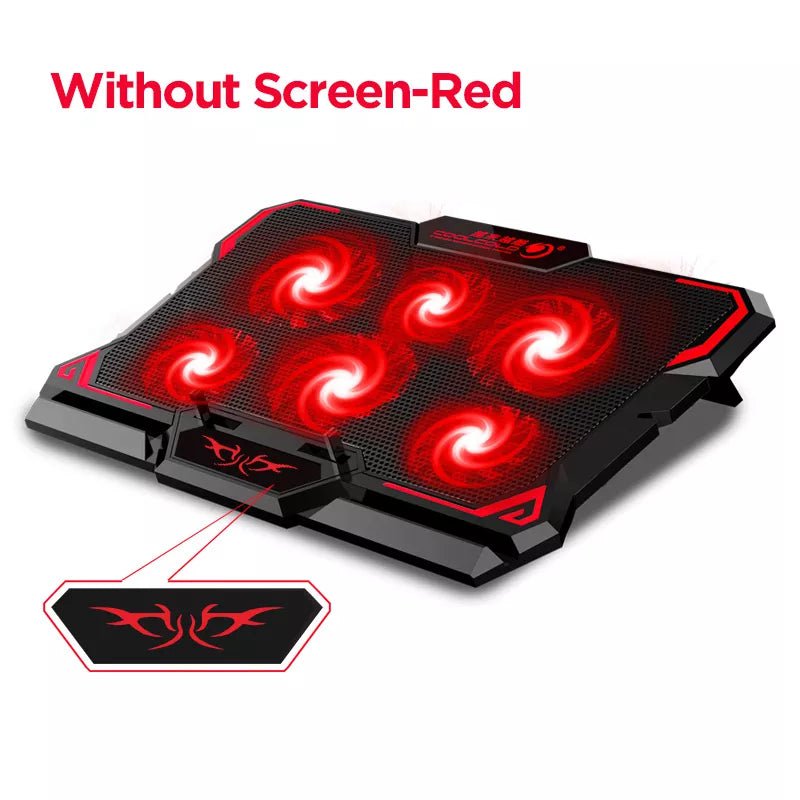 Storazone Red (Without Screen) COOLCOLD 17inch Gaming Laptop Cooler Six Fan Led Screen Two USB Port 2600RPM Laptop Cooling Pad Notebook Stand For Laptop