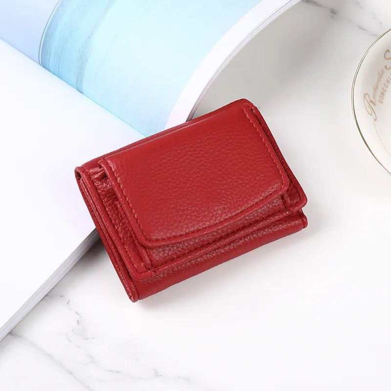 Storazone Red Women Men PU Leather Purses Female Cowhide Wallets Lady Small Coin Pocket Card Holder Mini Money Bag handbags Anti Rfid Wallet