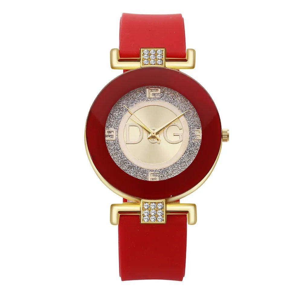 Storazone Red Women's Quartz Watches Silicone Strap Simplicity Rhinestone Design Female Casual Wrist Watch Fashion Luxury Brand Black DQG