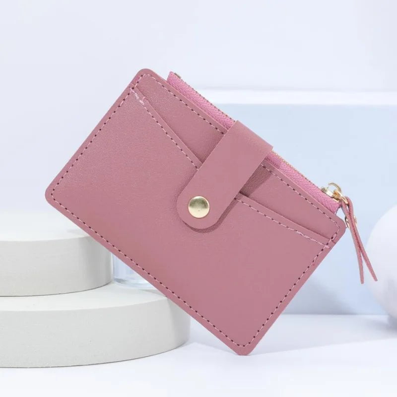 Storazone red01 Fashion Women Wallets Leather Female Purse Mini Hasp Solid Multi-Cards Holder Coin Short Wallets Slim Small Wallet Zipper Hasp