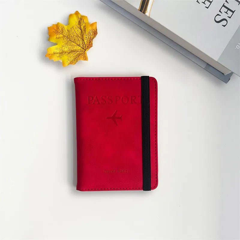Storazone RedA Women Men RFID Vintage Business Passport Covers Holder Multi-Function ID Bank Card PU Leather Wallet Case Travel Accessories