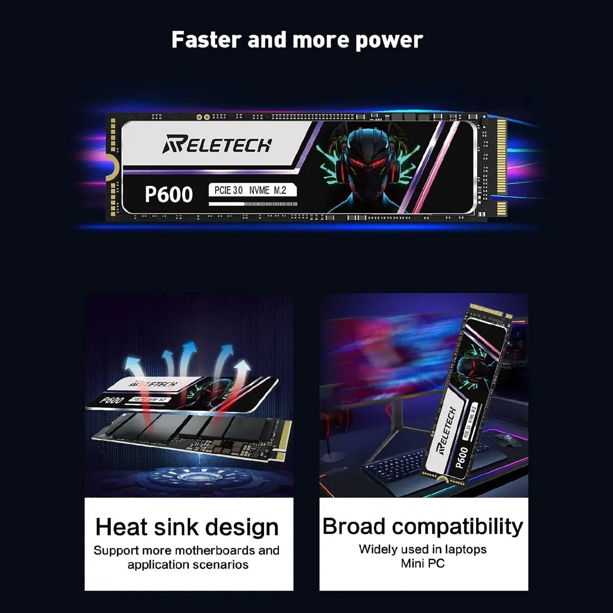 Storazone Reletech P600 M2 SSD NVMe 1TB 2TB 512GB 256GB SSD M.2 2280 PCIe Gen3.0x4 Internal Solid State Drive Hard Disk For Laptop Desktop