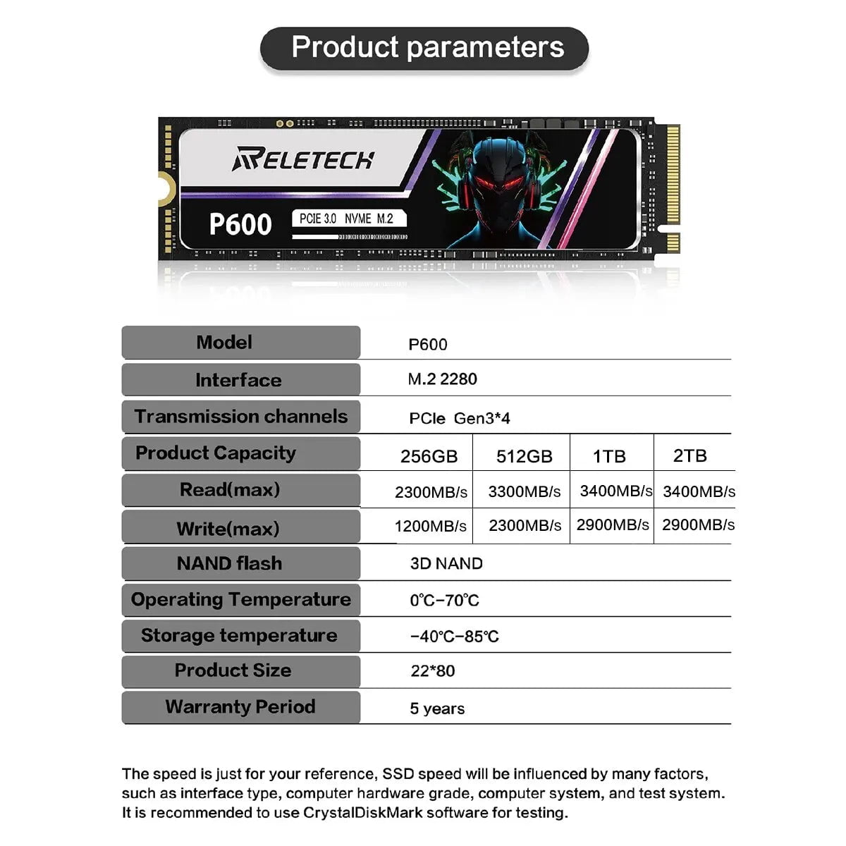 Storazone Reletech P600 M2 SSD NVMe 1TB 2TB 512GB 256GB SSD M.2 2280 PCIe Gen3.0x4 Internal Solid State Drive Hard Disk For Laptop Desktop