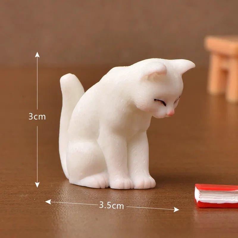 Storazone Resin Cats 4 Resin Cats Ornament Kitten Figurine Animal Miniature Fairy Garden Doll House Decoration DIY Micro Landscape Home Decor