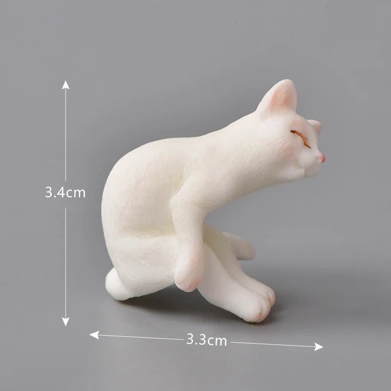 Storazone Resin Cats 6 Resin Cats Ornament Kitten Figurine Animal Miniature Fairy Garden Doll House Decoration DIY Micro Landscape Home Decor