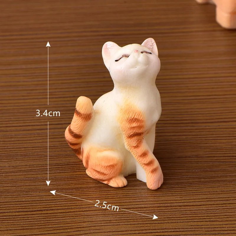 Storazone Resin Cats 9 Resin Cats Ornament Kitten Figurine Animal Miniature Fairy Garden Doll House Decoration DIY Micro Landscape Home Decor