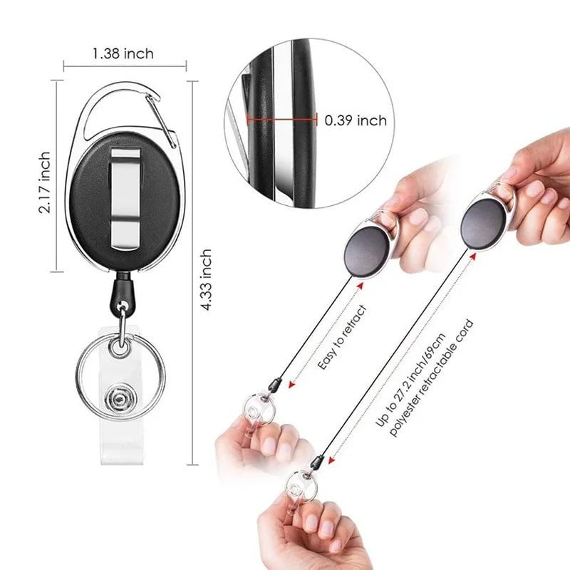 Storazone Retractable Badge Reel with Card Holder Reel Clip Key Ring Retractable ID Card Holder Key Chain Holders for Office Name Tag