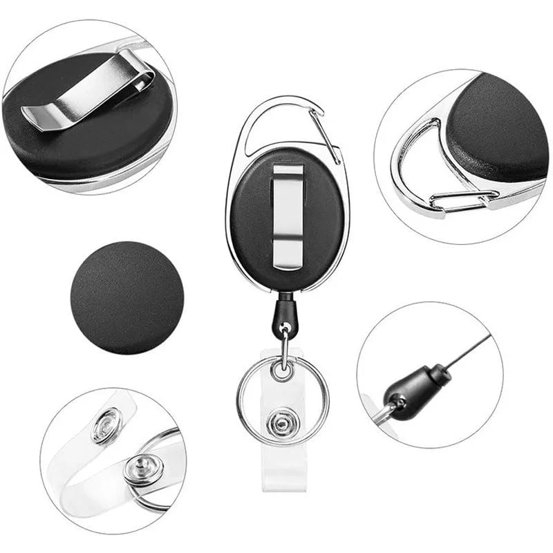 Storazone Retractable Badge Reel with Card Holder Reel Clip Key Ring Retractable ID Card Holder Key Chain Holders for Office Name Tag