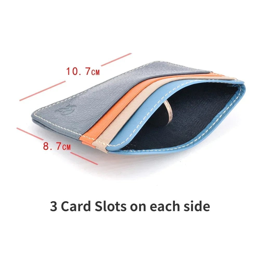 Storazone Retro First Layer Genuine Leather Card Bag with 7 Card Slot Super Thin 100% Real Leather Bank Card Holder Coin Purse Sort Wallet