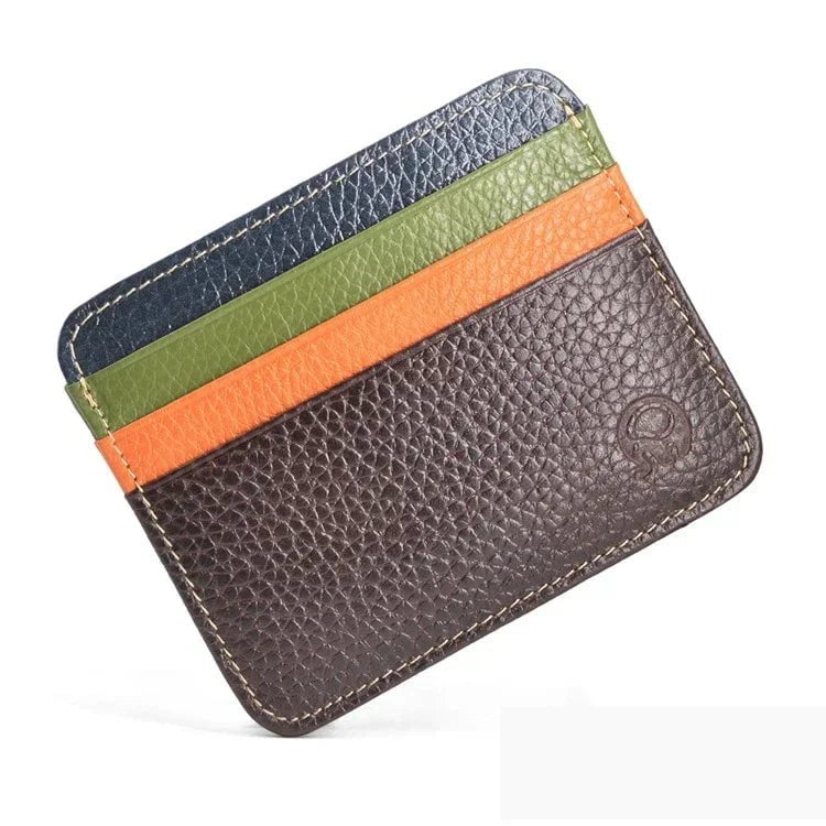 Storazone Retro First Layer Genuine Leather Card Bag with 7 Card Slot Super Thin 100% Real Leather Bank Card Holder Coin Purse Sort Wallet