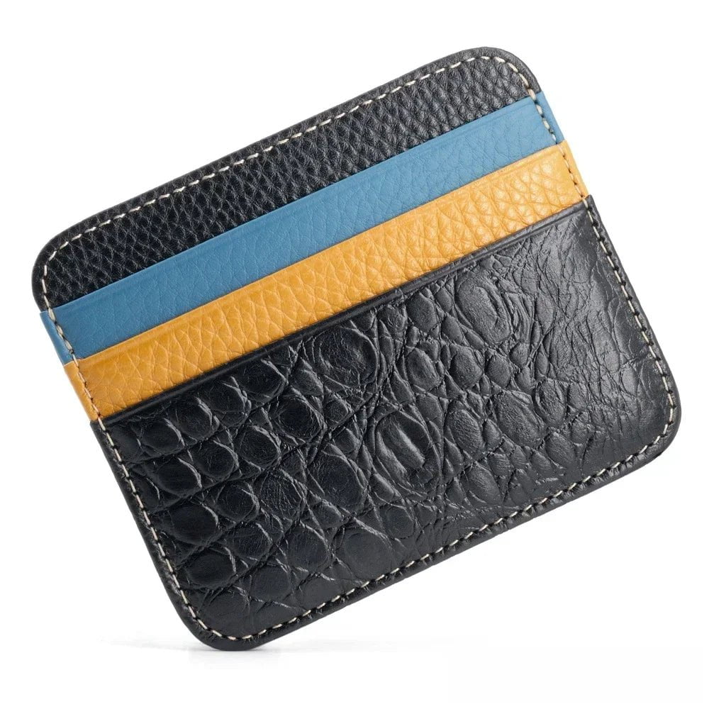 Storazone Retro First Layer Genuine Leather Card Bag with 7 Card Slot Super Thin 100% Real Leather Bank Card Holder Coin Purse Sort Wallet