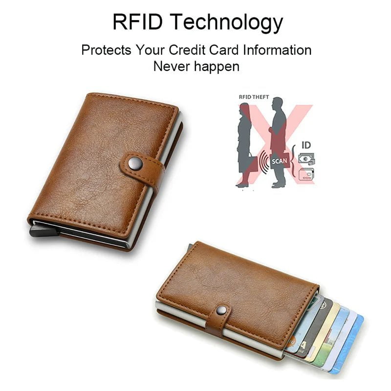 Storazone Rfid Credit Card Holder Men Wallets Bank Cardholder Case Small Leather Slim Thin Magic Mini Wallet Smart Minimalist Wallet  2023