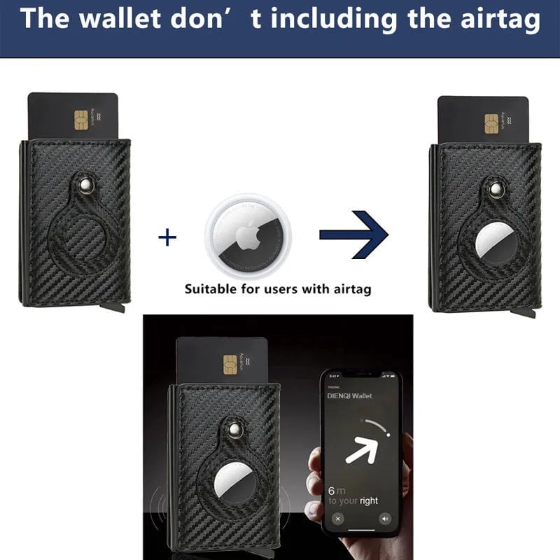 Storazone Rfid Credit Card Holder Wallet For AirTag Men Women Wallets Money Bags Leather Wallet For Apple Air Tag Purses Smart Wallet