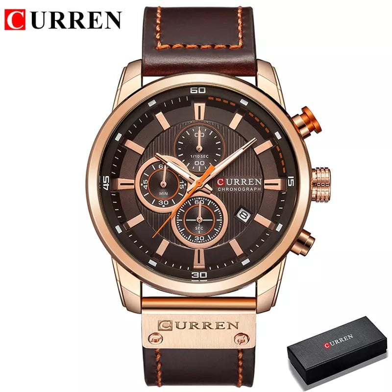 Storazone RG B Box CURREN Brand Watch Men Leather Sports Watches Men's Army Military Quartz Wristwatch Chronograph Male Clock Relogio Masculino