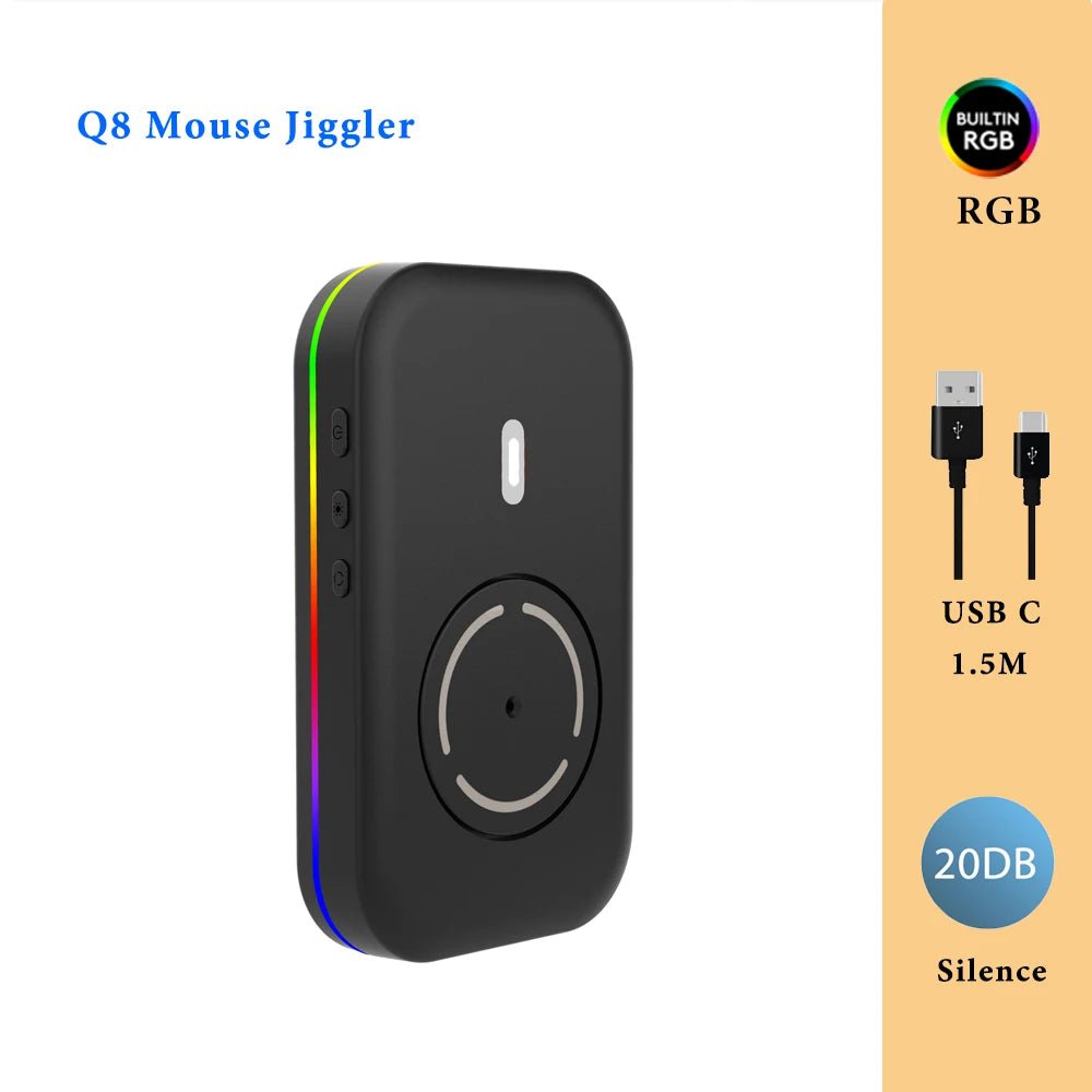 Storazone RGB Jiggler Pad Mouse Jiggler USB Mover Undetectable Automatic Mouse Shaker Wiggler for Laptop Keeps Computer Team Group Awake Simulate Movement