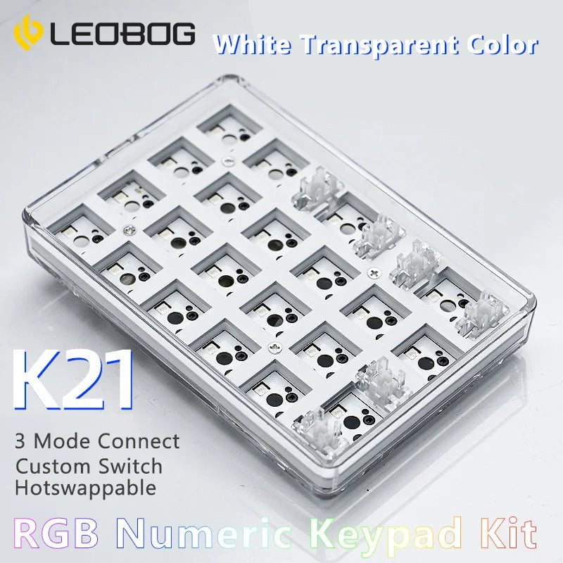 Storazone RGB Light-TW KIT / Ice Crystal Axis / CN LEOBOG K21 Bluetooth Number Pad Mechanical Numeric Keypad 21 Key Transparent Photoshop Accounting Numpad Gaming Keyboard