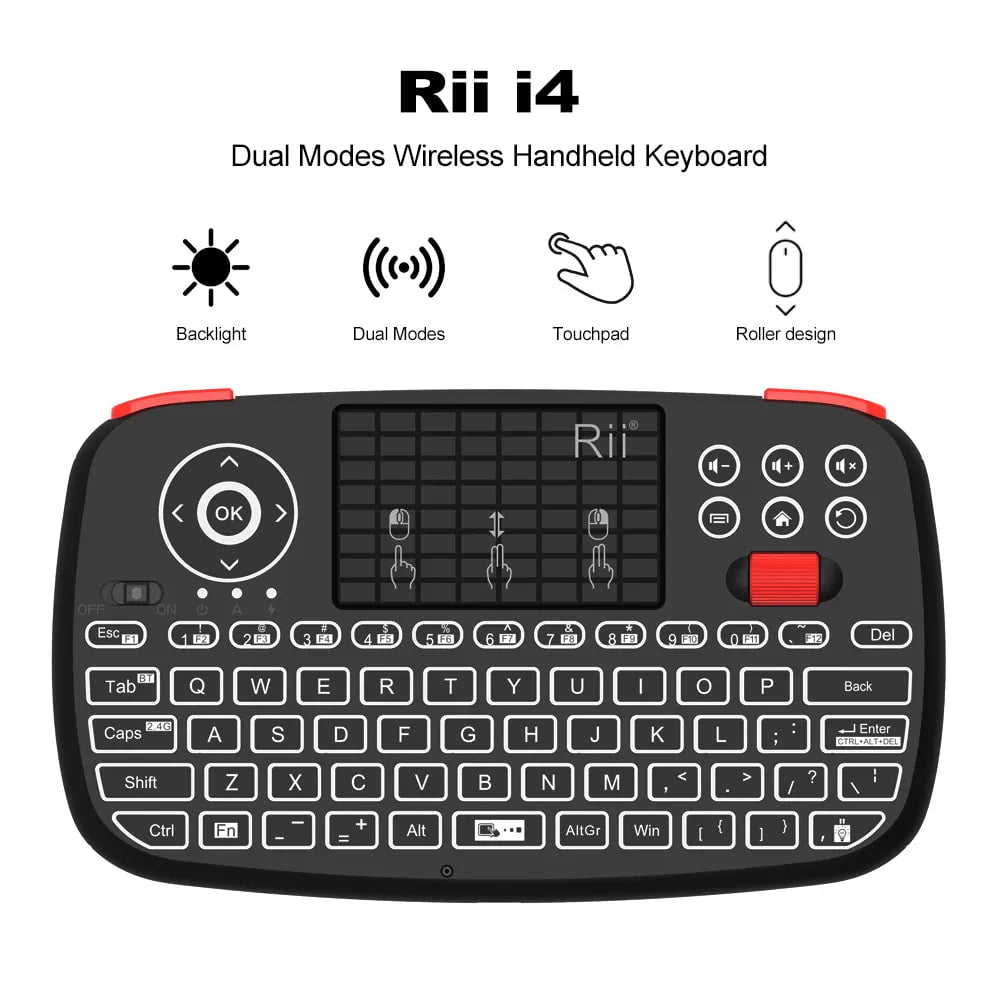 Storazone Rii i4 Mini BT Wireless Keyboard With Touchpad 2.4GHz Backlit Mouse Remote Control For Windows Android TV Box Smart TV