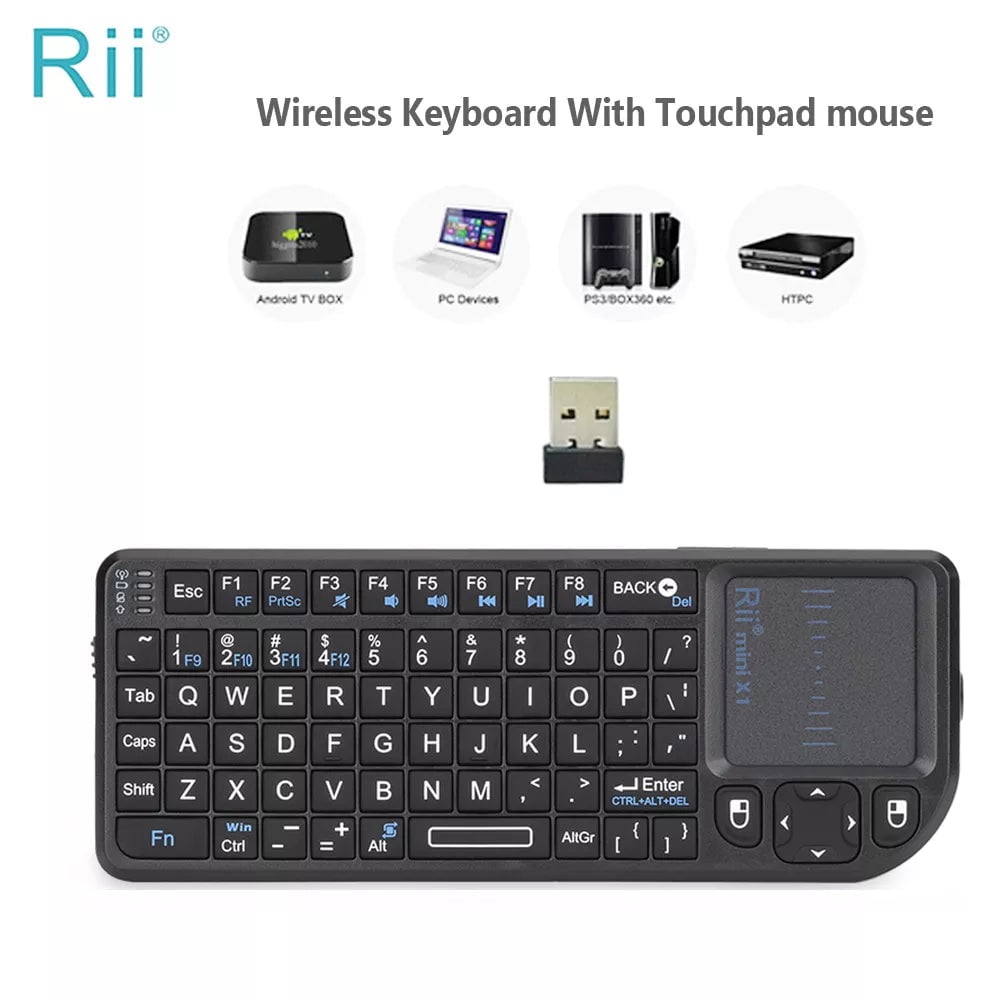 Storazone Rii X1 2.4GHz Mini Wireless Keyboard English/ES/FR Keyboards with TouchPad for Android TV Box/PC/Laptop