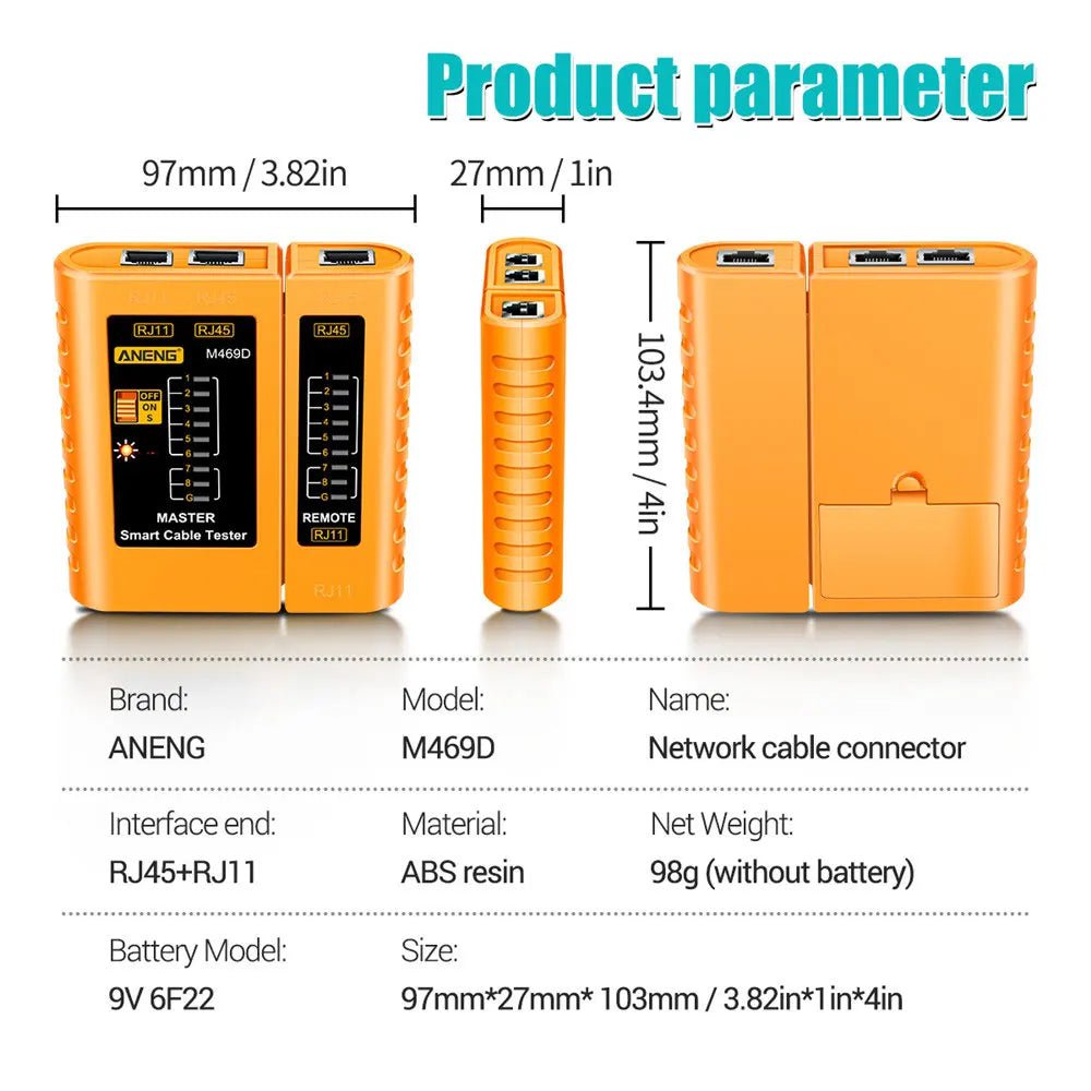 Storazone RJ45 Cable lan Tester Network Cable Tester RJ45 RJ11 RJ12 CAT5 UTP LAN Cable Tester Networking Tool Network Repair