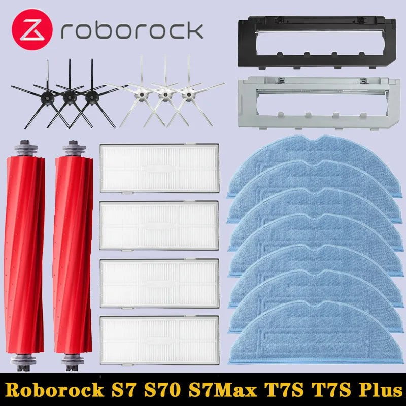 Storazone Roborock S7 S70 S7Max T7S T7S Plus Robot Vacuum  Cleaner Accessories Main Brush cover Hepa Filter Mop Pad Spare Parts