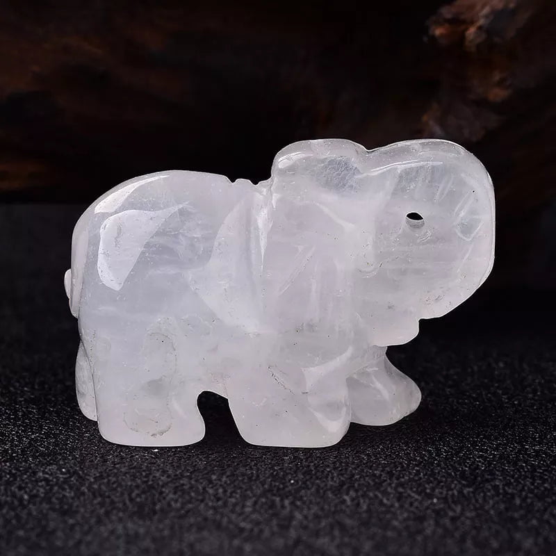 Storazone Rock Crystal Quartz / 1.5inch 1PC Natural Crystal Rose Quartz Elephant Amethyst Obsidian Animals Stone Crafts Small Decoration Home Decor Christmas Present