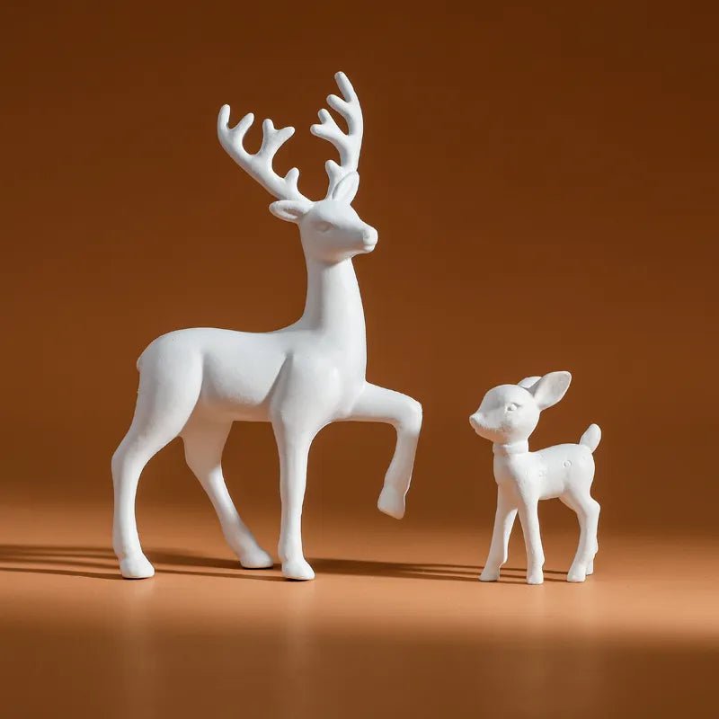 Storazone Room Decor Mother Deer Cute Kids Room Decor Sculptures Kawaii Miniatures Sculptures Christmas Home Decoration Fawn Figurines