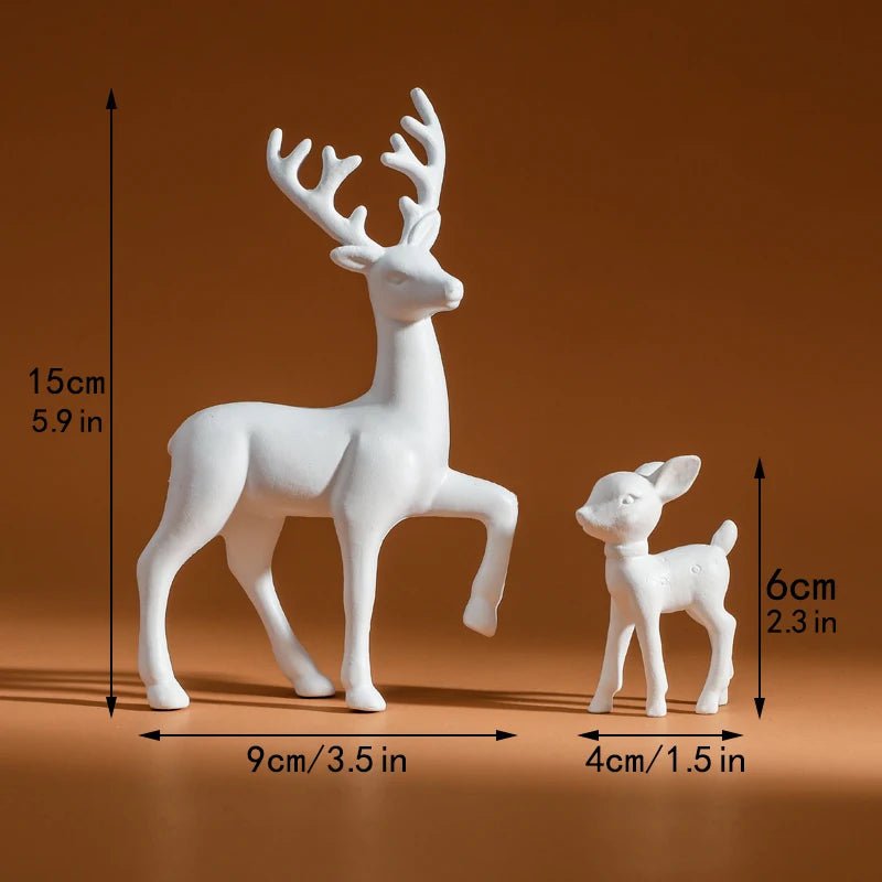 Storazone Room Decor Mother Deer Cute Kids Room Decor Sculptures Kawaii Miniatures Sculptures Christmas Home Decoration Fawn Figurines