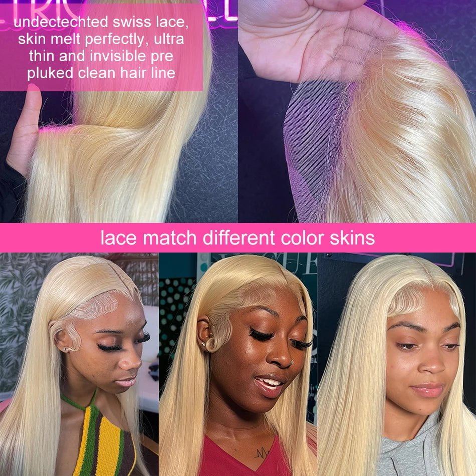 Storazone Rosabeauty 40 Inch 13x4 Straight 613 Hd Honey Blonde Lace Front Human Hair Wigs Brazilian 13x6 Color Lace Frontal Wigs For Women