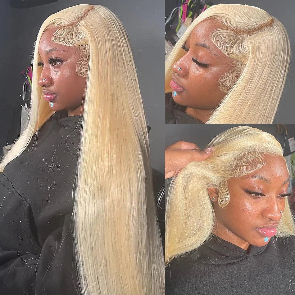 Storazone Rosabeauty 40 Inch 13x4 Straight 613 Hd Honey Blonde Lace Front Human Hair Wigs Brazilian 13x6 Color Lace Frontal Wigs For Women