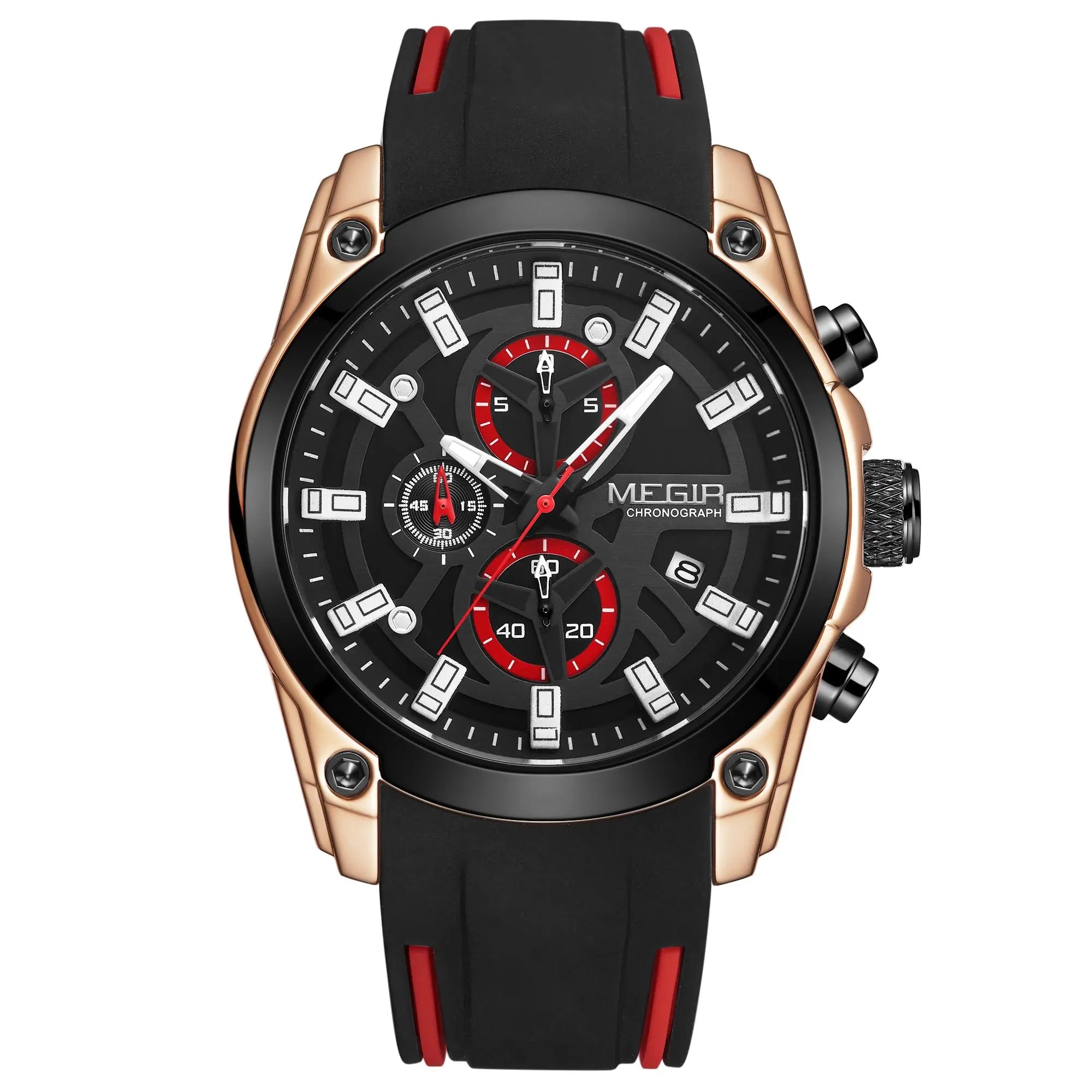 Storazone Rose black MEGIR Men's Watches Top Brand Luxury Sport Military Wristwatches Chronograph Luminous Date Quartz Moda Watch Leather Male Clock