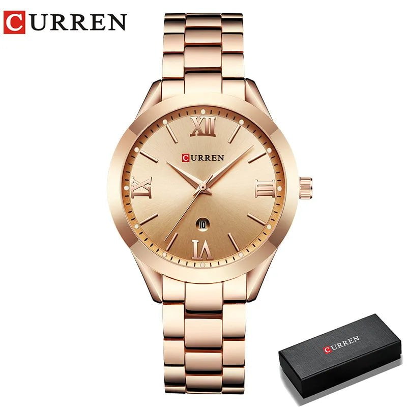 Storazone rose box CURREN Gold Watch Women Watches Ladies 9007 Steel Women's Bracelet Watches Female Clock Relogio Feminino Montre Femme