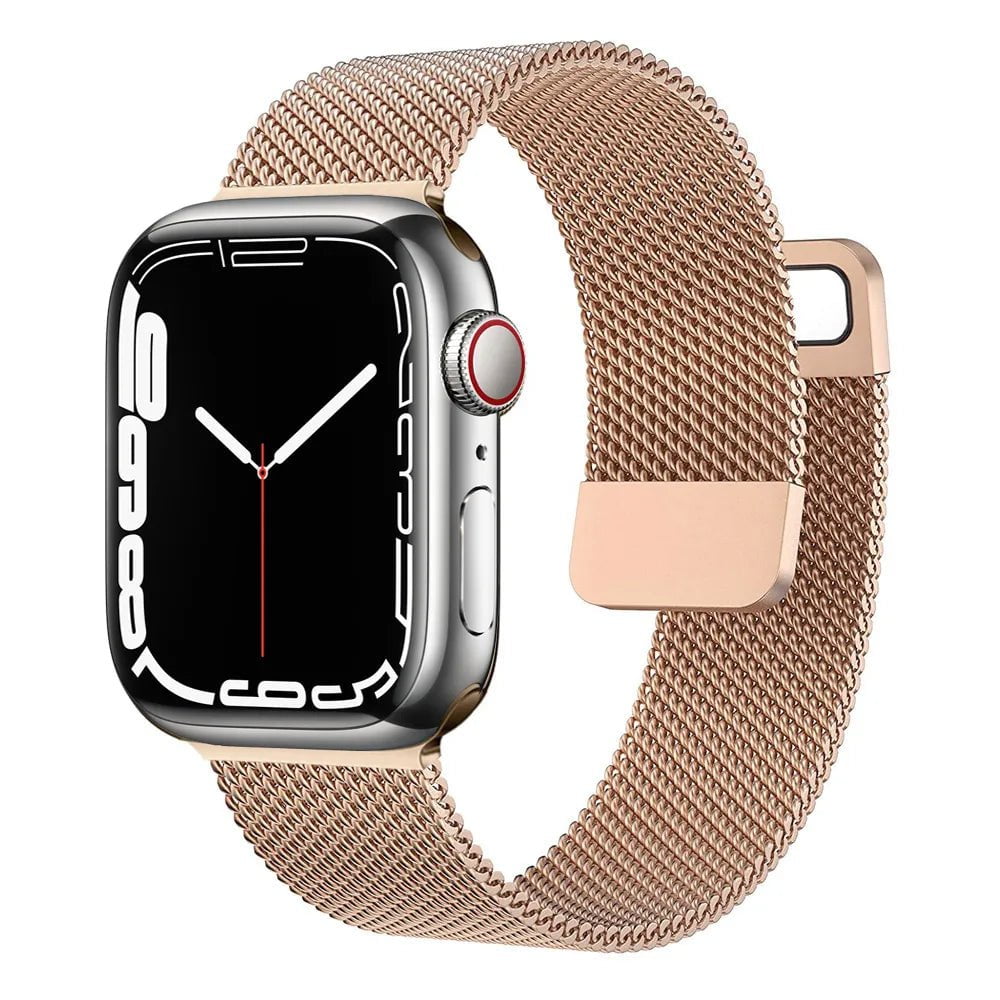 Storazone Rose gold / 38mm or 40mm 41mm Milanese Loop For Apple Watch Band 44mm 40mm 45mm 41mm 38mm 42mm 49mm 45 mm belt bracelet iWatch series 7 se 3 5 6 Ultra 8 Strap