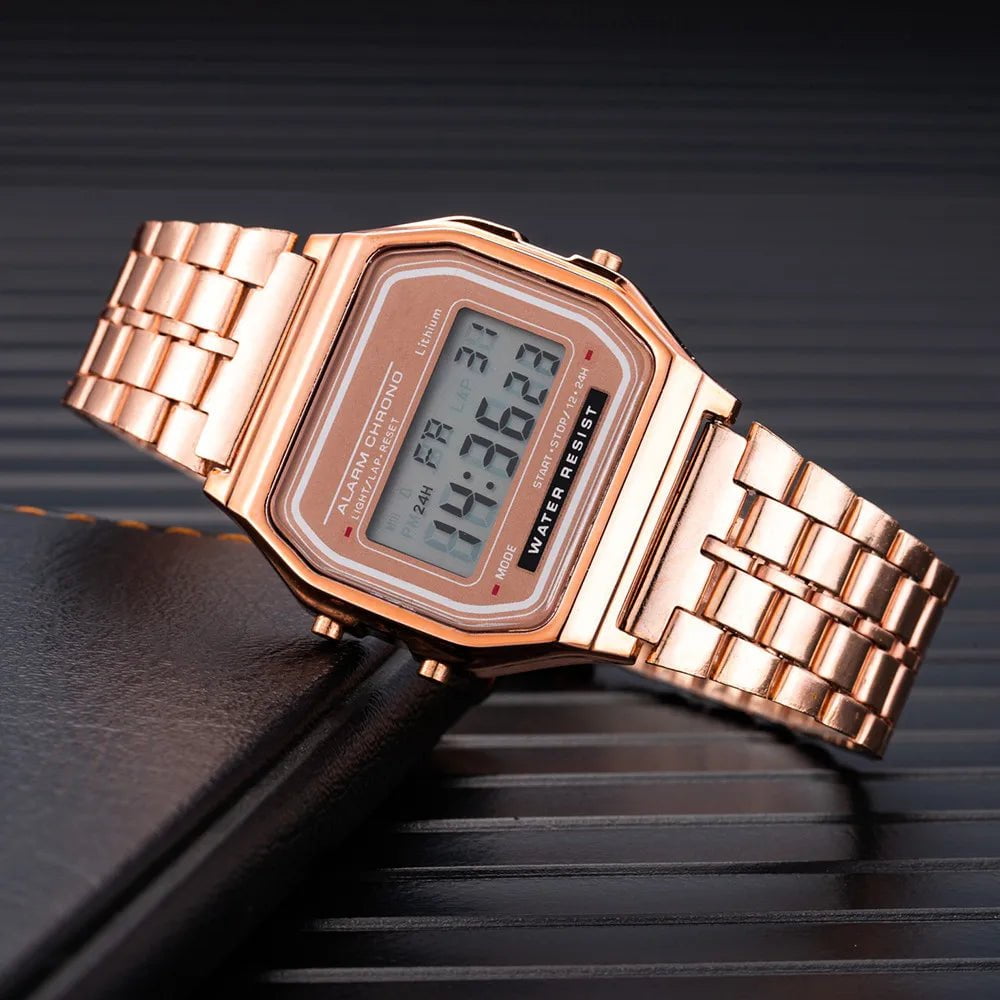 Storazone Rose Gold Luxury Women's Rose Gold Silicone Watches Women Fashion LED Digital Clock Casual Ladies Electronic Watch Reloj Mujer 2022