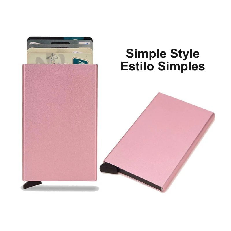 Storazone Rose Gold (Simple) Rfid Credit Card Holder Men Wallets Bank Cardholder Case Small Leather Slim Thin Magic Mini Wallet Smart Minimalist Wallet  2023