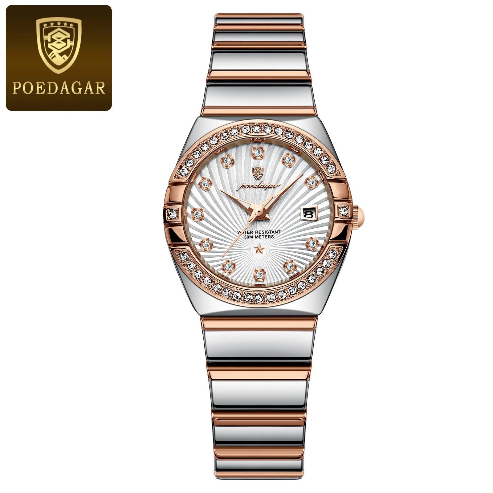 Storazone Rose Gold White POEDAGAR Luxury Woman Wristwatch Waterproof Luminous Date Stainless Steel Watch For Ladies High Quality Quartz Women Watches+box