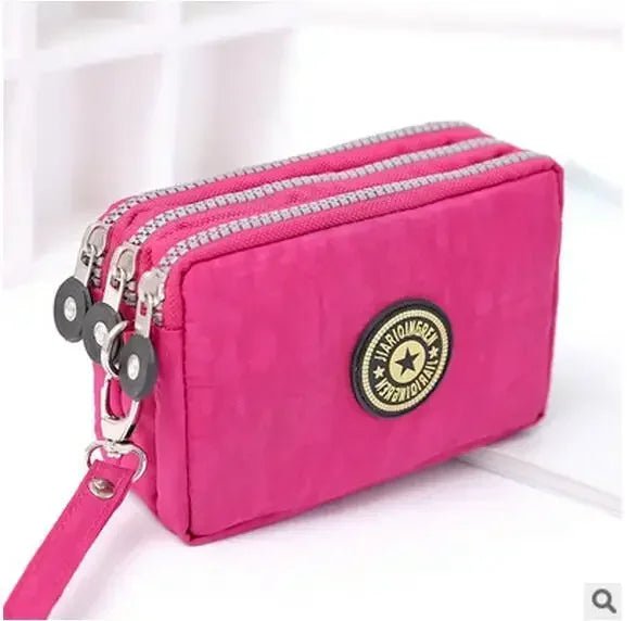 Storazone rose Mini Bag with Triple Zipped Portable Women Wallets Phone Pouch New Fashion Big Capacity Women Wallet Make-up Bag Coin Purse