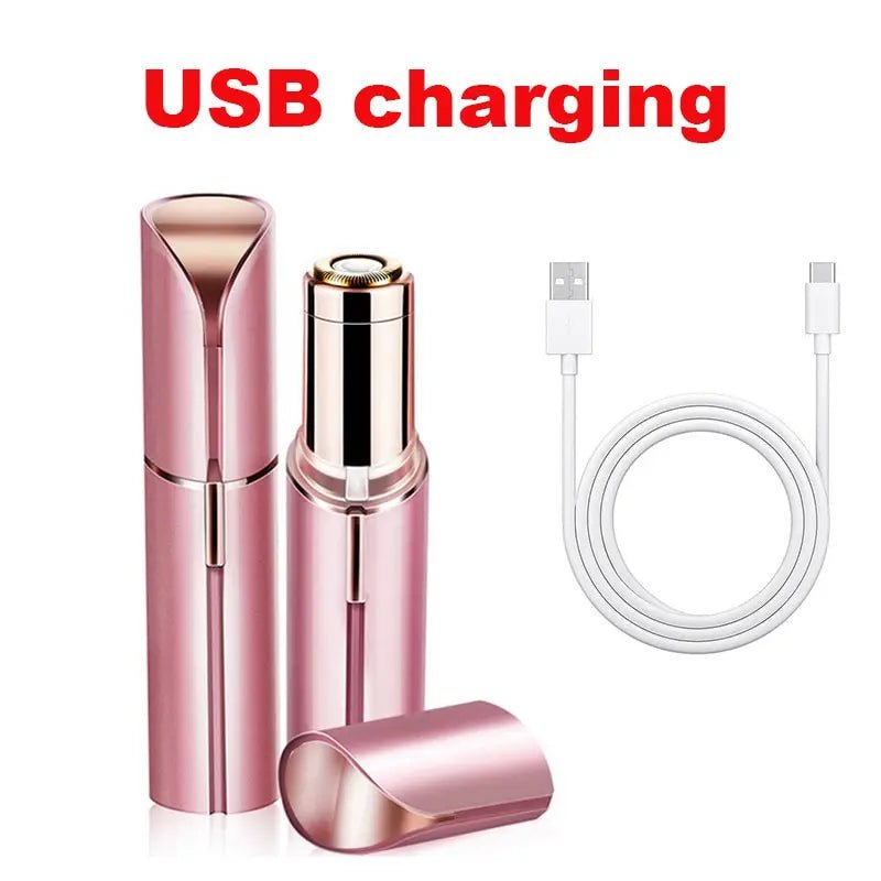 Storazone Rose opp bag USB Portable Lipstick Shaped Electric Hair Remover For Women Painless And Effective Facial Hair Removal Home Razor Shaver Tool