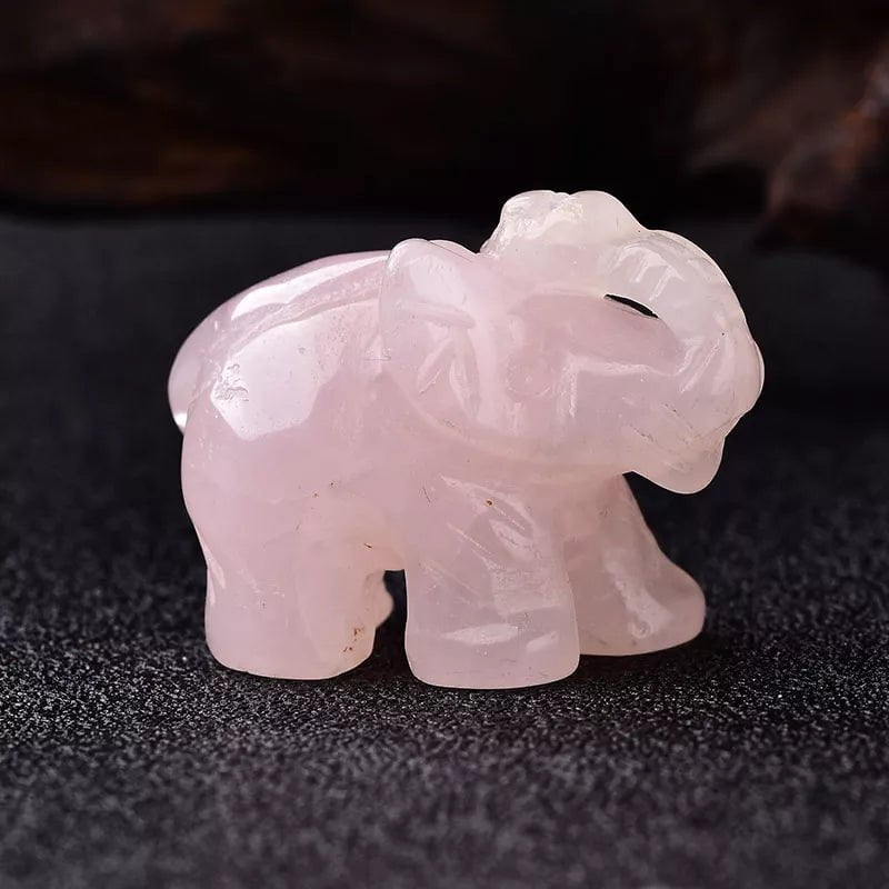 Storazone Rose Quartz / 1.5inch 1PC Natural Crystal Rose Quartz Elephant Amethyst Obsidian Animals Stone Crafts Small Decoration Home Decor Christmas Present