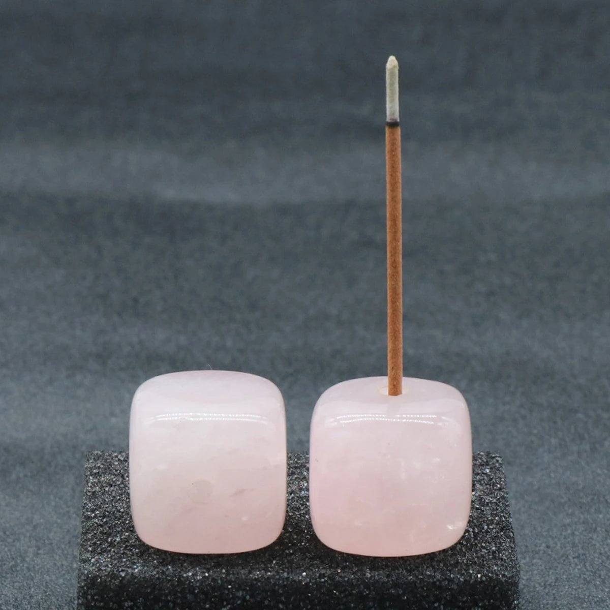 Storazone Rose Quartz / 20mm-Hole 3mm 1pcs Natural Crystal Incense Sticks Holder Coil Censer Burner Rock Quartz Stone Base Buddhist Indoor Altar Table Home Decoration