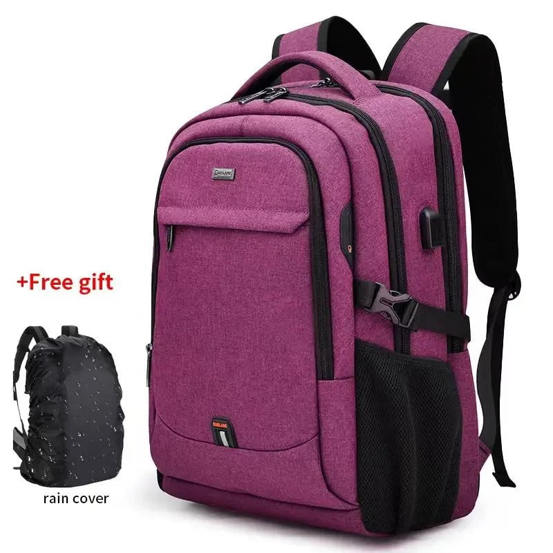 Storazone Rose-Rain Cover / 17 Inches / CHINA Laptop Backpack For Men 17.3''Large Capacity Backpack USB Port Bag Business Backpack Oxford Wear-resistant Waterproof Travel Bag