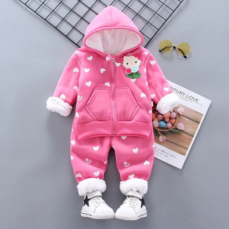 Storazone Rose Red 1 / 5T(Size 120) Toddler Boys Clothes 2023 Autumn Winter Kids Girls Clothes Hooded+Pant 2pcs Outfit Children Clothing Suit For Boys Clothing Sets