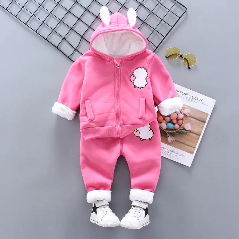 Storazone Rose Red 2 / 5T(Size 120) Toddler Boys Clothes 2023 Autumn Winter Kids Girls Clothes Hooded+Pant 2pcs Outfit Children Clothing Suit For Boys Clothing Sets