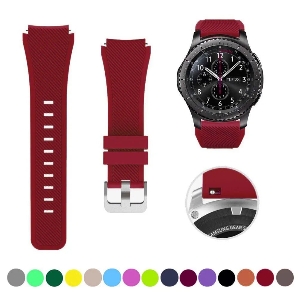 Storazone Rose red 21 / 22mm / CHINA 20mm 22mm Strap For Samsung galaxy watch4 44mm/40mm 5 pro active 2 Gear s3 Silicone Correa bracelet Huawei Watch gt2/3/2e band