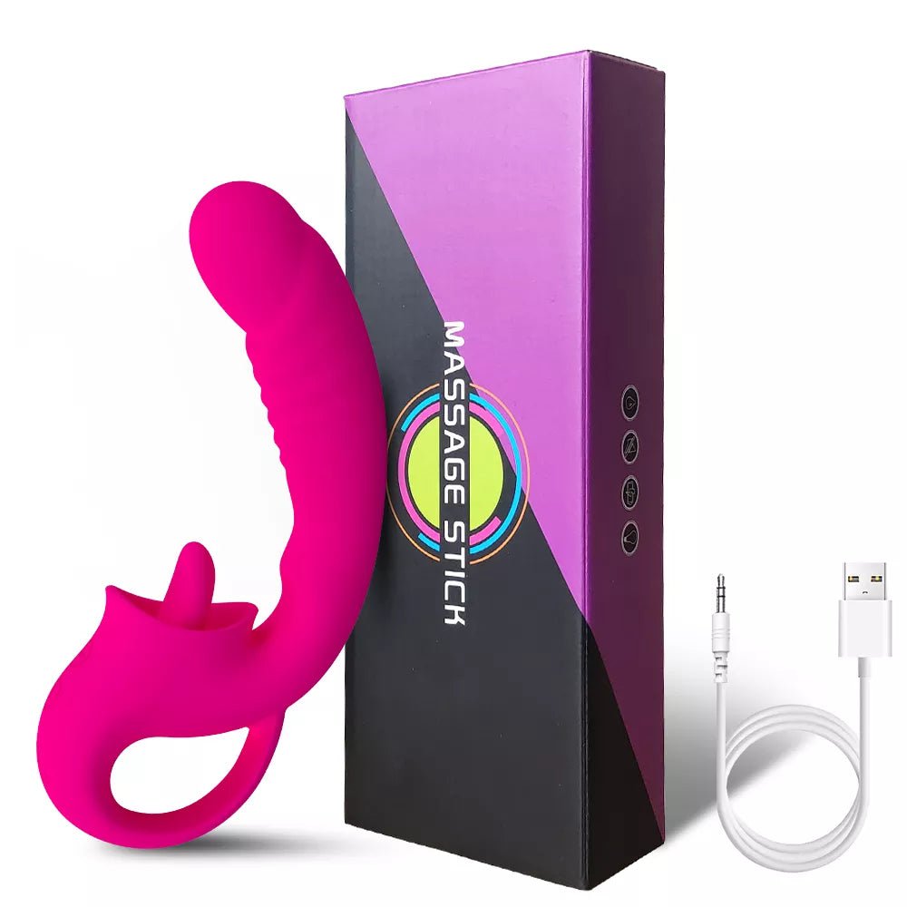 Storazone Rose red with Box / CHINA Clitoral Licking G Spot Vibrator Realistic Dildo Clitoralis Stimulator for Women with 10 Licking Vibrating Modes Rechargeable