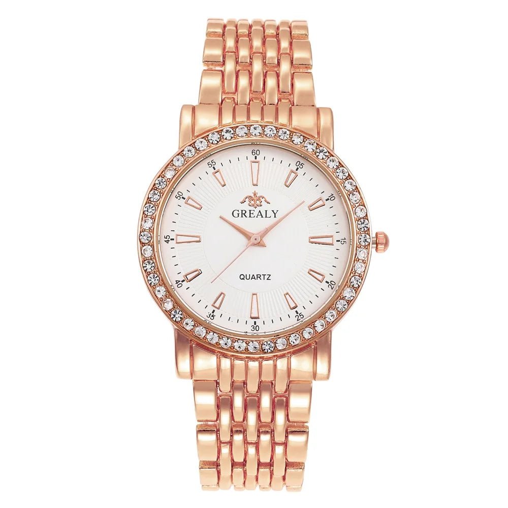 Storazone Rosegold White Small / CHINA New Casual Watches Women Luxury Fashion Lovers Watch Rhinestone Stainless steel Quartz Watch Men Women Gift Business Wristwatch